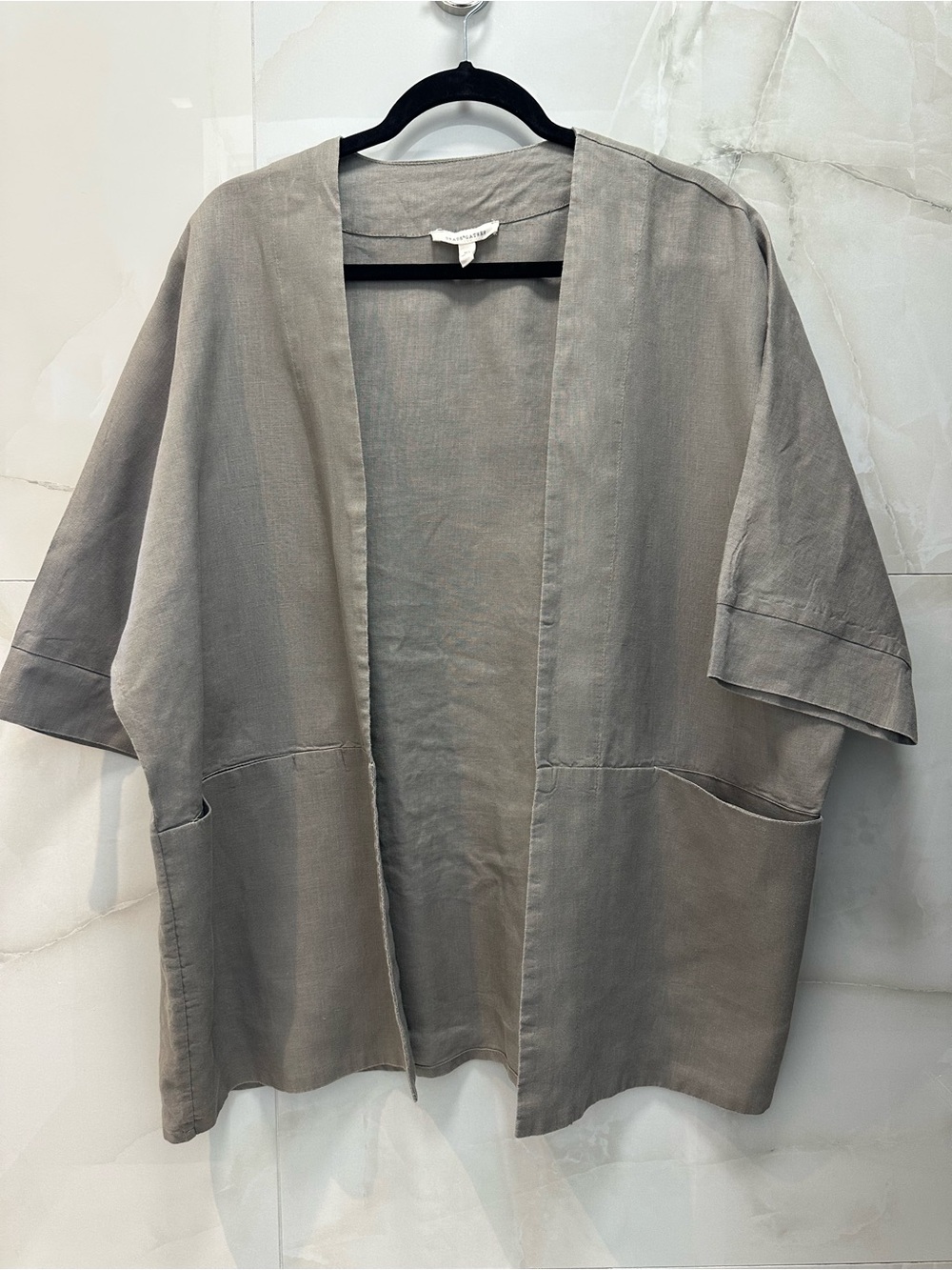 Grade & Gather Minimalist Open-front Linen Short Sleeve Jacket Women’s size M/L